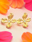 18K Gold-Plated Sculpted Flower Stud Earrings