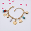 18K Gold-Plated Floral & Heart Charm Bracelet